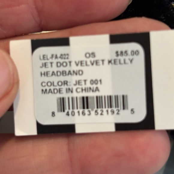 Lele Sadoughi jet dot velvet Kelly headband new with tags in original package - Picture 4 of 7
